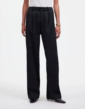 NWT Madewell Black Tall Slouchy Straight Pants in Drapey Twill NS449, Size 12